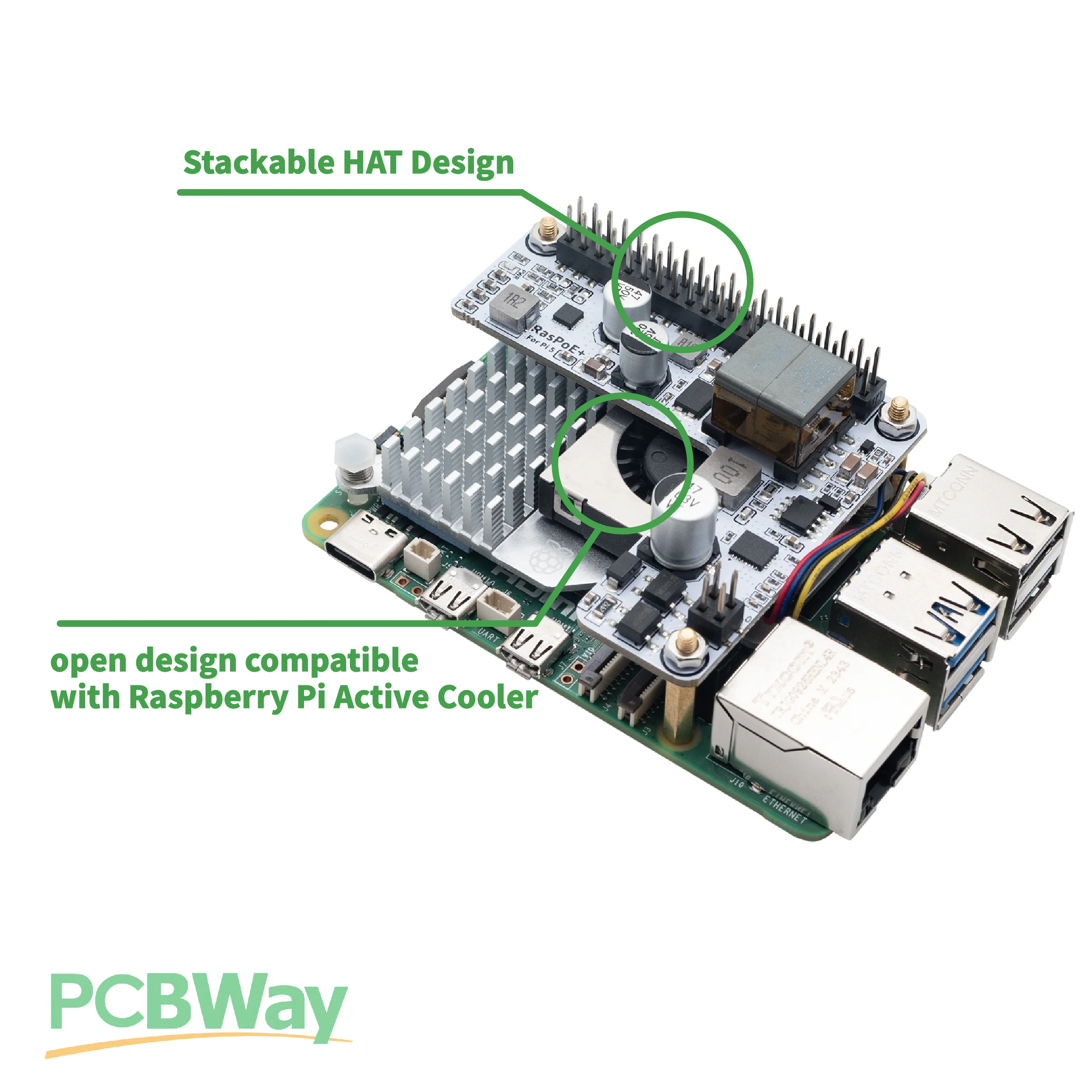 Imagem -06 - Chapéus Isolados para Raspberry pi Raspberry pi Pcbway Gnp-rp01 802.3at 5.1v 4.5a Refrigerador Ativo