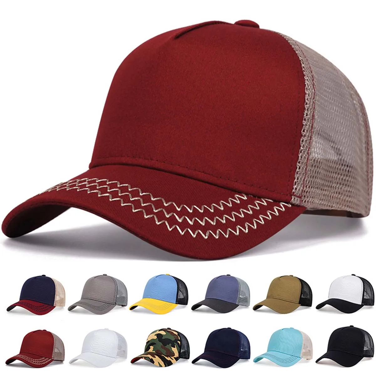 1PC Unisex Lightweight Solid Color Baseball Cap Breathable Net Summer Shade Outdoor Hat For Men And Women Simple Basic Style