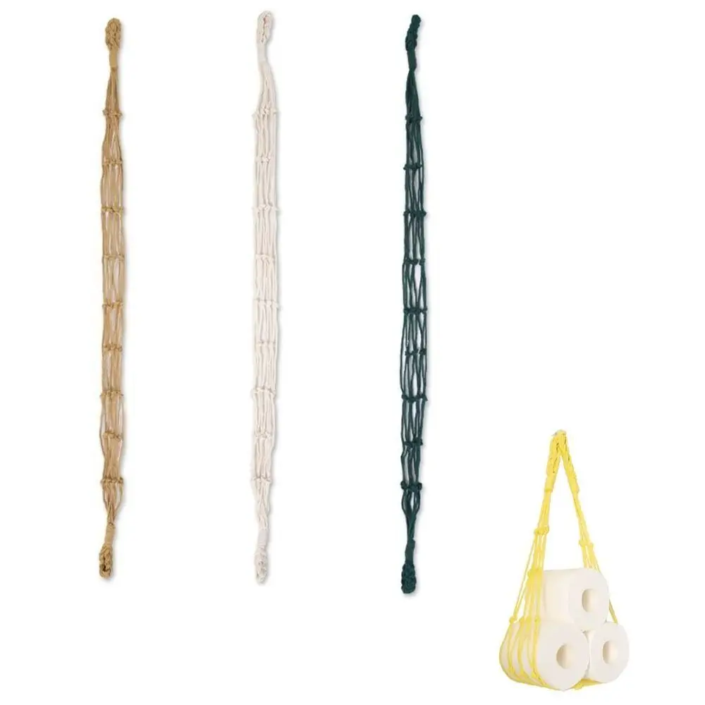 

Hanging Toilet Paper Towel Holders Nordic Style Bathroom Decor Roll Storage Net Bag Wall Mounted Kitchen Basket Tissue Stand