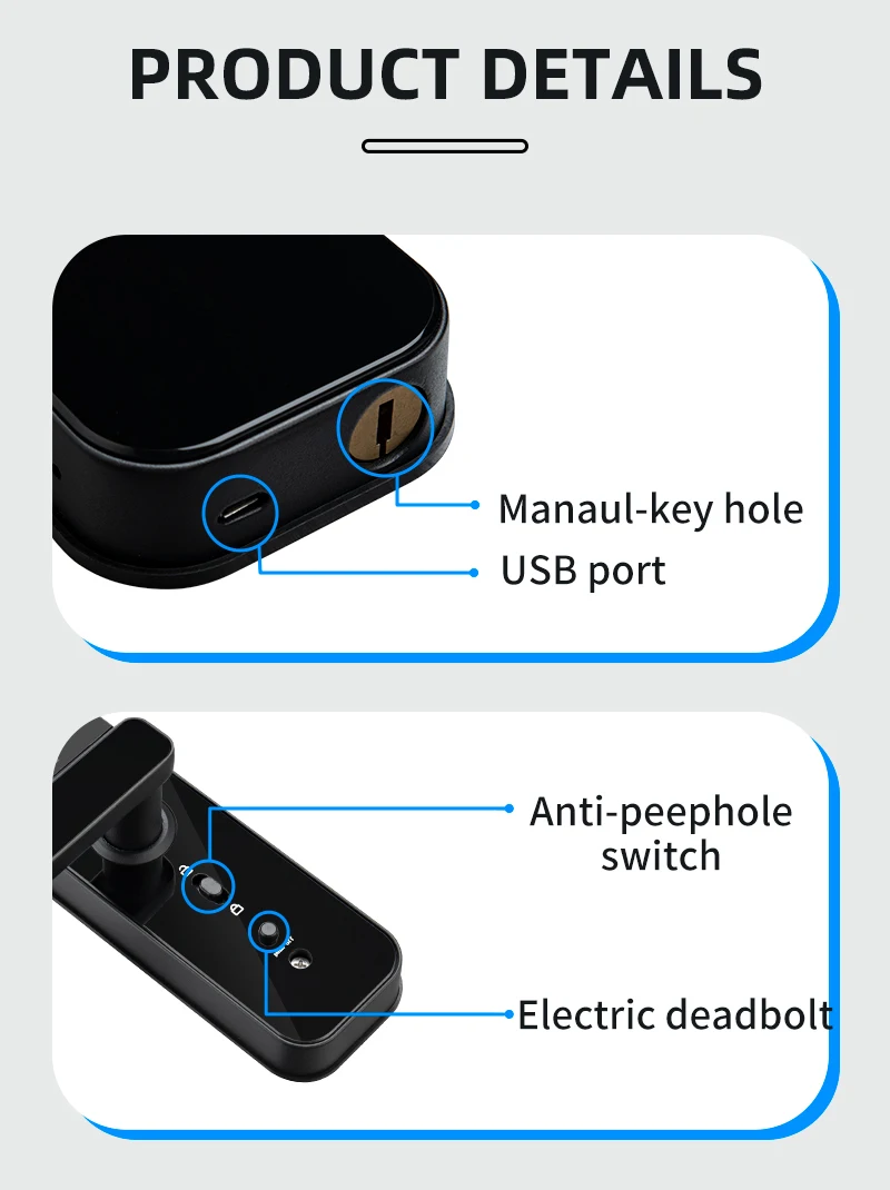 Imagem -06 - Tuya Smart Home Wifi Desbloqueio Remoto Eletrônico Fingerprint Digital Door Lock com Câmera hd e Display Interior