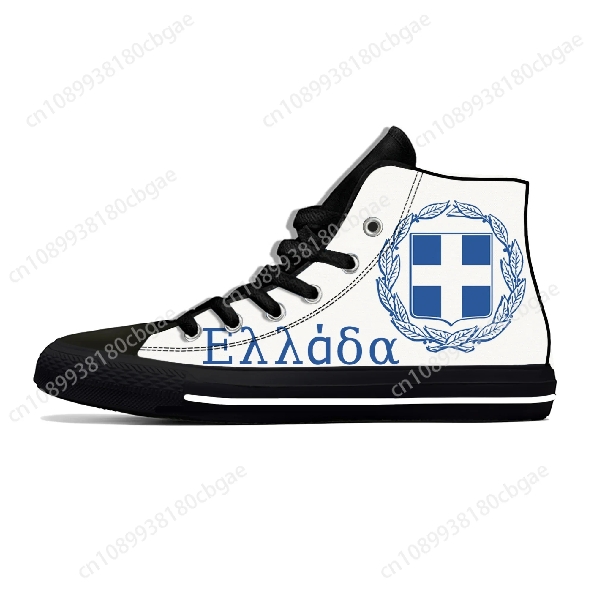 

Greece Flag High Top Sneakers Mens Womens Teenager Casual Shoes Canvas Running Shoes 3D Printed Breathable Lightweight shoe