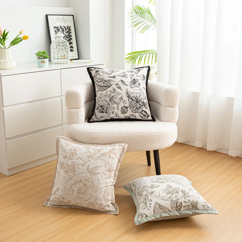 Modern Office Living Room Sofa Pillow Cover High Aesthetic Value Backrest Cushion Home Decorative Polyester Fabric Pillowcase