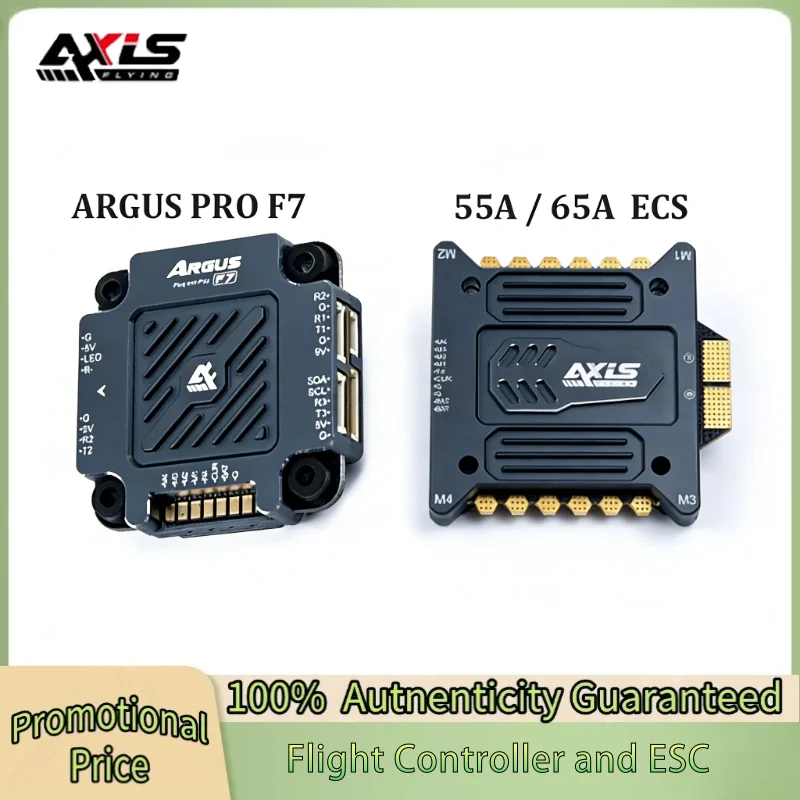 

AxisFlying Argus PRO Stack F7 Flight Controller 96K 55A / 65A BL32 4in1 ESC 3-6S 30X30mm for FPV Freestyle Drone