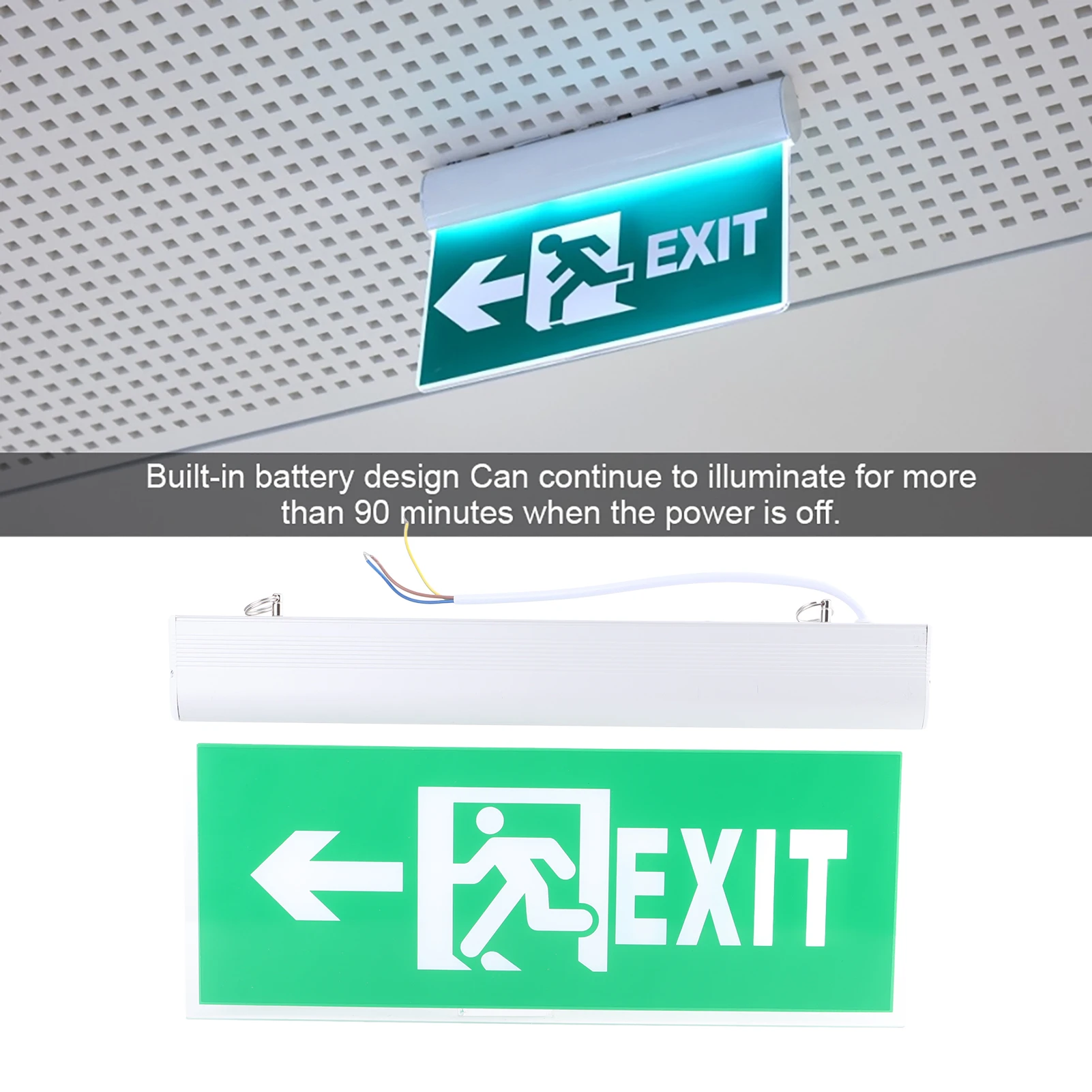 ZK30 Acrylic LED Emergency Exit Sign Lamp Evacuation Indicator Light