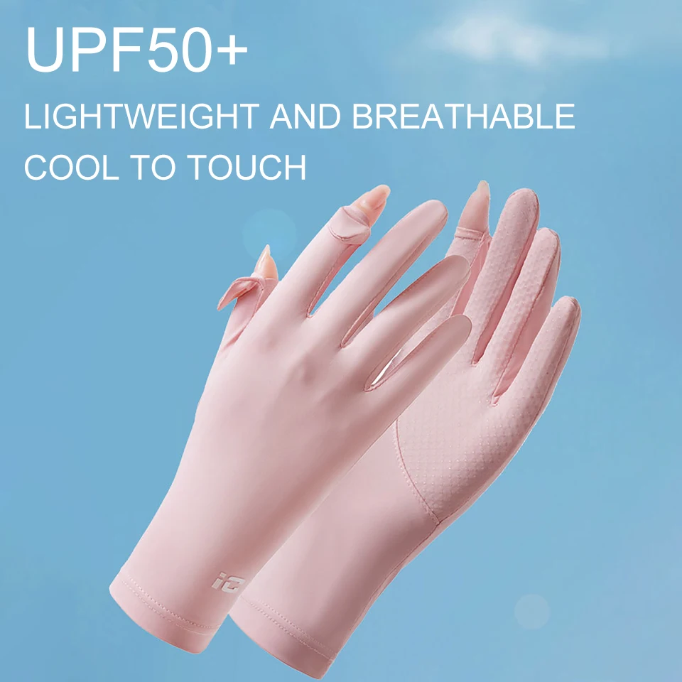 GOBYGO 1Pair Cooling Cycling Gloves Half Finger Touchscreen Sunproof Breathable Non-Slip Silicone Outdoor Riding Ice Silk Fabric