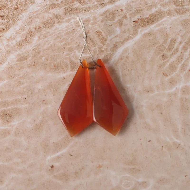 الحجر الطبيعي العقيق الأحمر أقراط 38x17x4 مللي متر الخرز 6.4 جرام شبه الكريمة مجوهرات الأزياء المرأة الإكسسوار #2