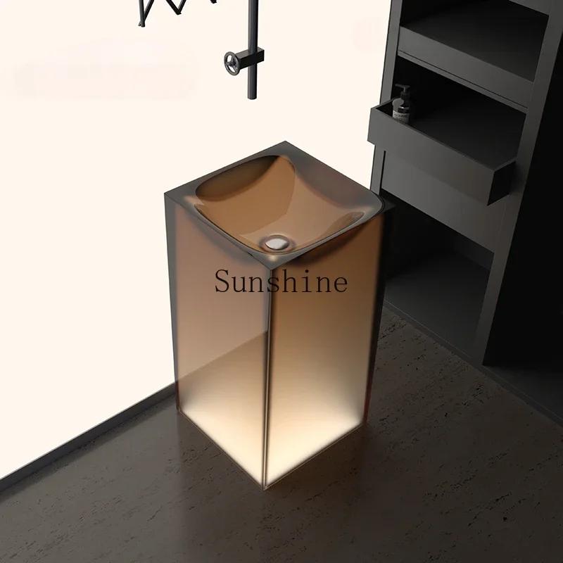 Crystal polymer transparent resin column integrated colorful wash basin hotel style  FT