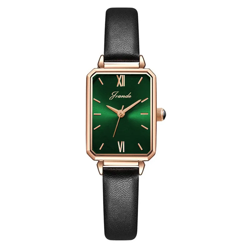 

Retro Green Square Dial Women'S Watch, Fashionable Quartz Wristwatch For Women, Creative Gift For Women, Valentine'S Day Gift.