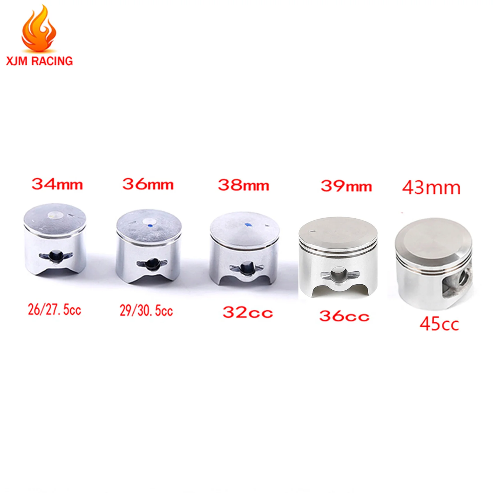 34mm 36mm 38mm 39mm 43mm Piston Kit Fit 26cc~45cc Engines Zenoah CY for Hpi Rovan KM Baja LOSI Mcd Redcat Rcmk FG Rc Car Parts