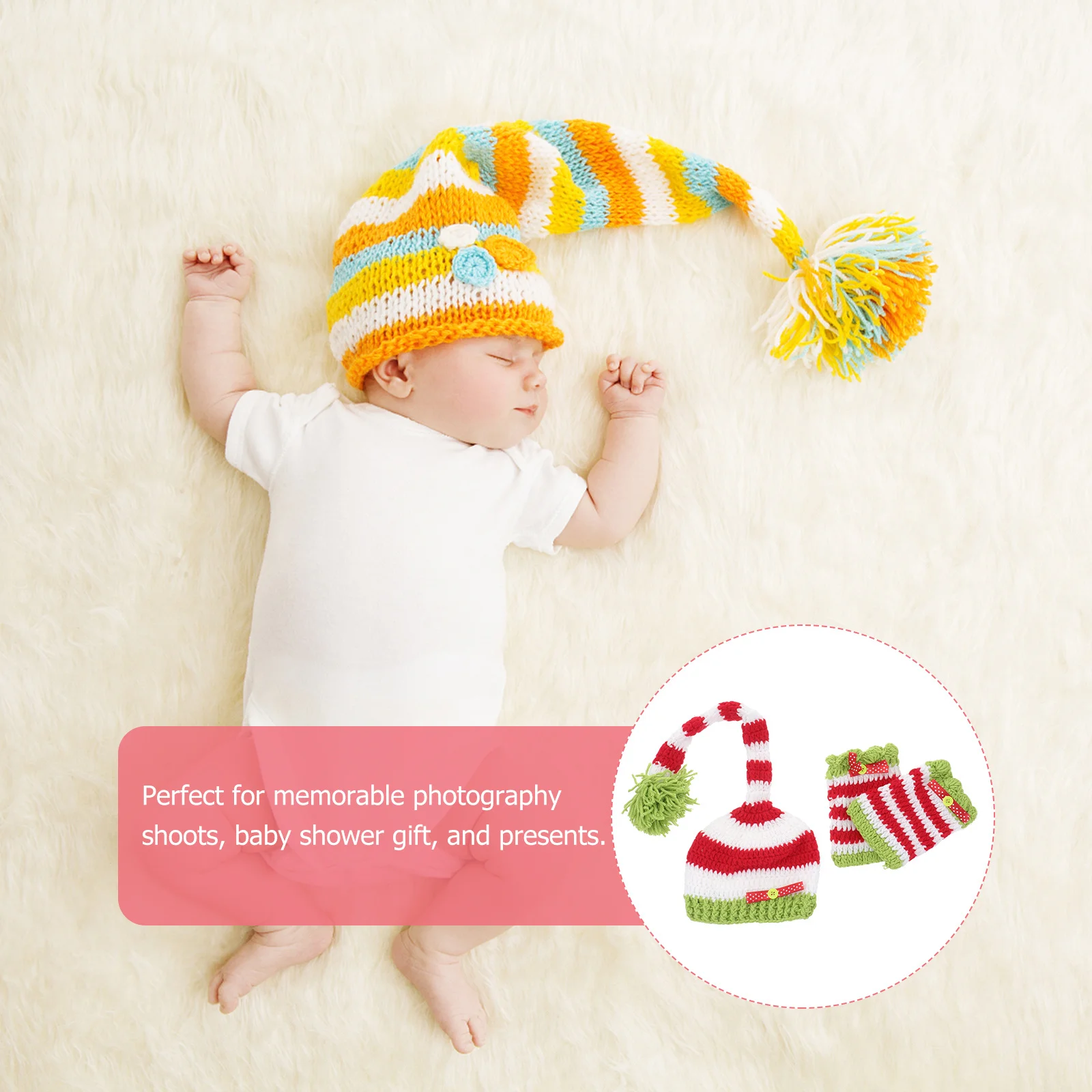 

Baby Crochet Cotton Hat Christmas Style Newborn Infant Handmade Beanie Comfortable Breathable Photography Prop Ideal Baby Shower