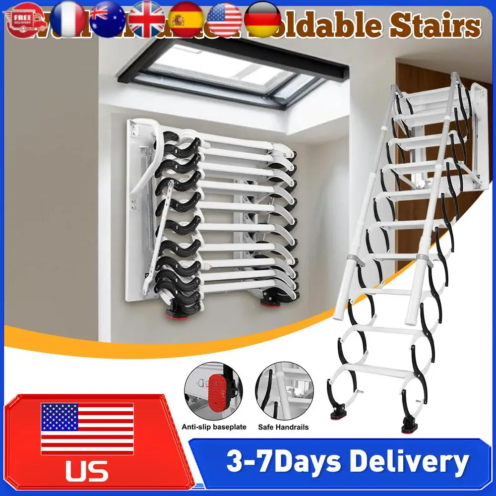 

Телескопическая настенная складная лестница для чердака из титано-магниевого сплава для дома, использования внутри и снаружи помещений, для подвала ﻿