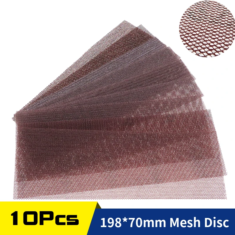 

10Pcs 198*70MM Sandpaper Net Mesh Sanding Discs Hook and Loop Dust Free Anti-blocking 80-600 Grit For Wood Dry Sanding Polishing