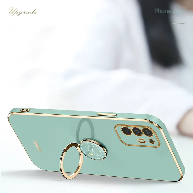 Luxury Plating Stand Holder Soft Phone Case For OPPO A94 5G Cover Shockproof OPPO Reno 5Z 5F Reno5Lite A94 A95 5G 4G Case Fundas