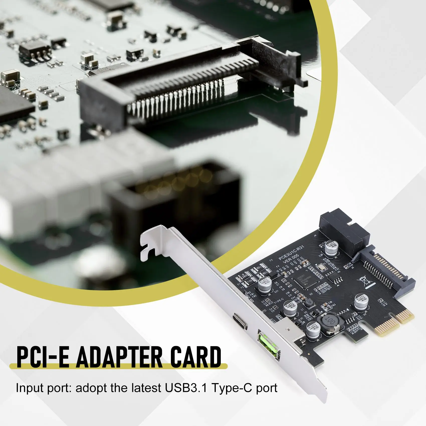 

PCI-E Adapter Card USB3.1 Type-C Expansion Card D72020 Chip Front 19PIN BC1.2 Fast Charge USB-C Riser Card