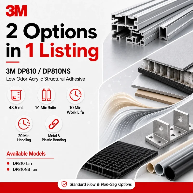 Original 3M DP810 DP810NS Scotch-Weld Low Odor Acrylic Structural Adhesive 50ML 1:1 Two Part Glue for Metal Plastic Bonding