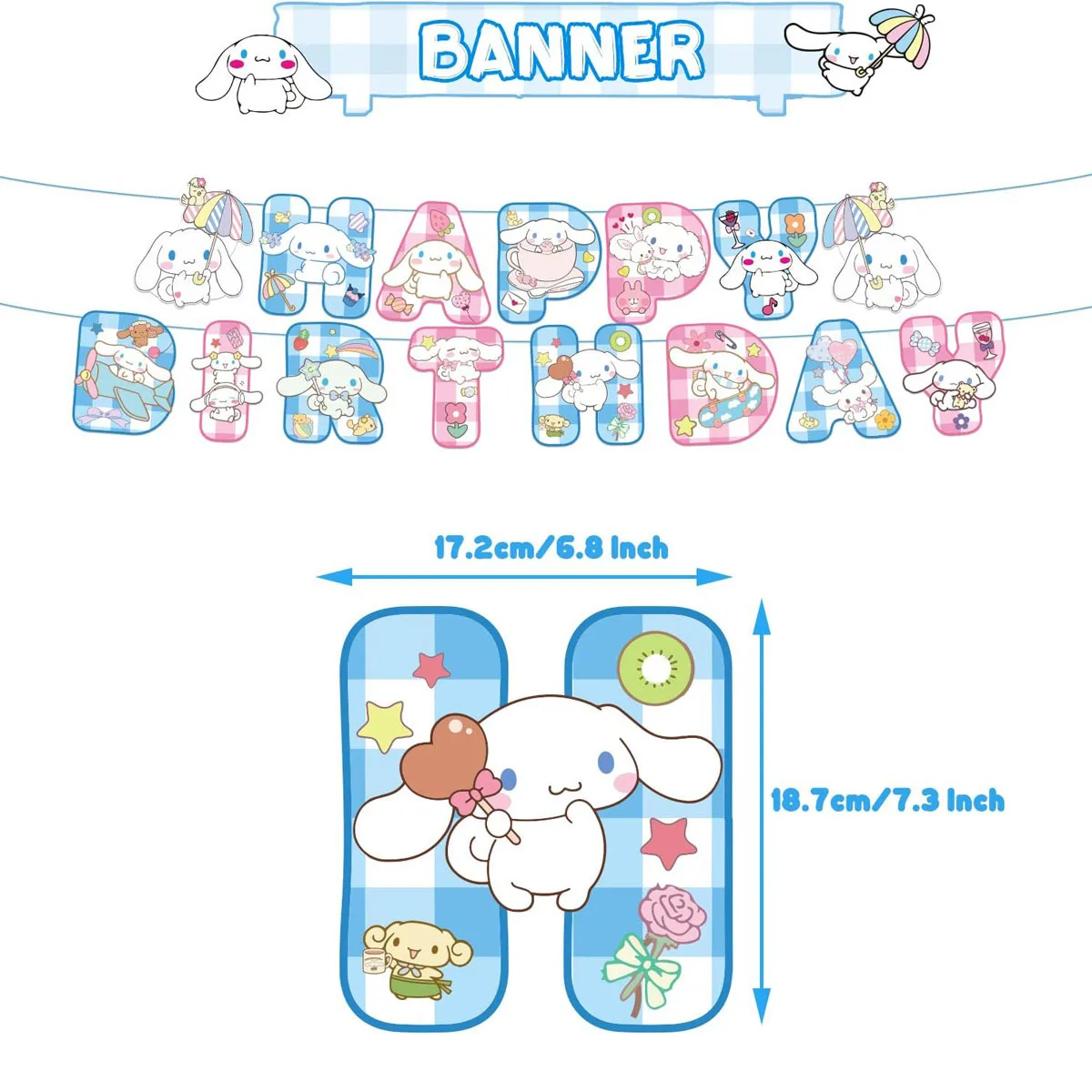 Sanrio Anime Cinnamoroll Thema Geburtstag Szene Dekoration Lieferungen Party Dekorationen, Banner, Luftballons, Flagge Ziehen Party Set