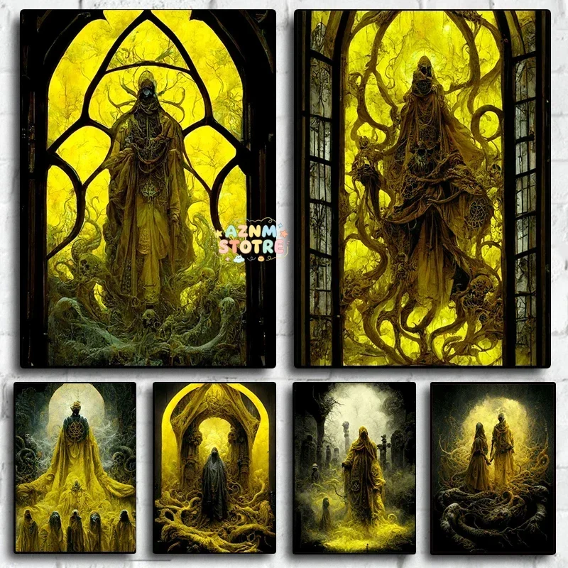 Lovecraft Horror Cthulhu Myth King of Yellow Clothes Hastur Poster Canvas Painting Wall Prints Picture Living Room Home Decor