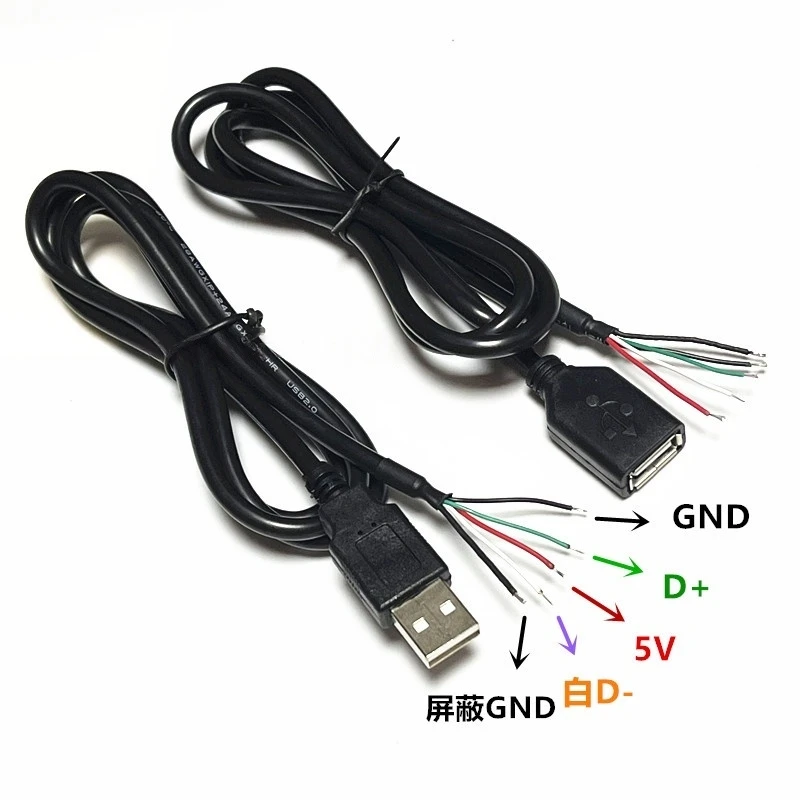 1Pc Shielded USB Cable Male&Female Single Core Wire for Mouse Keyboard