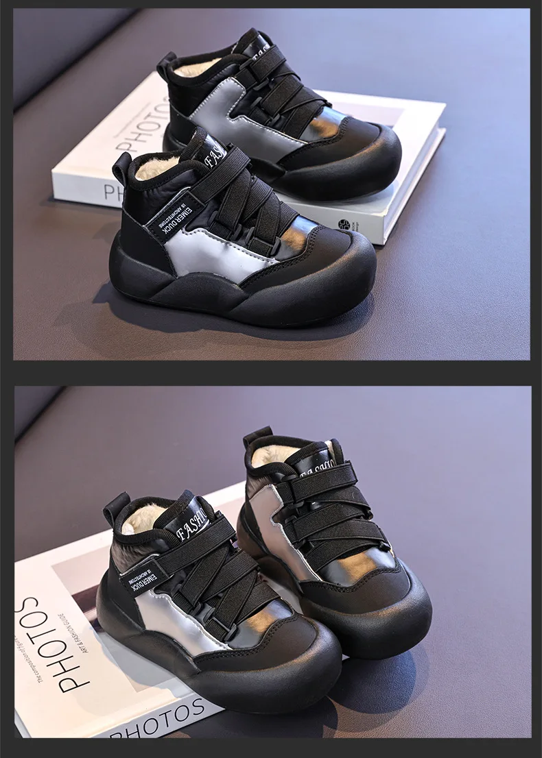 Jungen Mädchen Sportschuhe mit Fell 2026 Neue Mode Kinder Knöchelstiefel Warm für Winter Süße Schüler Kurze Stiefel Rutschfeste Weiche Sohle – Detail 13
