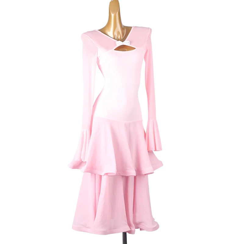 

New ballroom dance performance costumes for women's customized sexy and slimming long sleeved dress modern dancing dresses