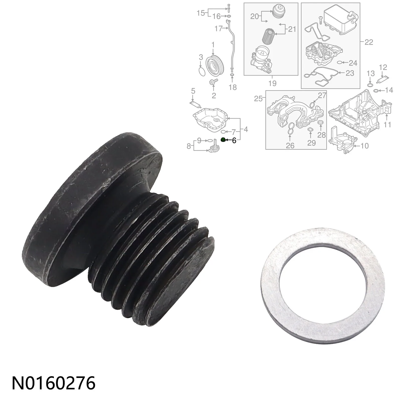 Engine Oil Sump Drain Plug Screw Bolt Washer N0160276 For Audi A4 A5 A6 A7 A8 Q5 Q7 S5 For VW Touareg N0160276 Car Accessories
