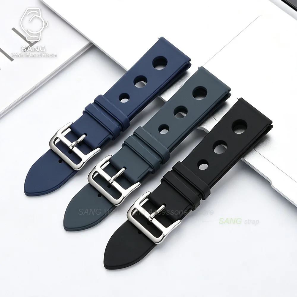 18/20/22mm Perforiertes Silikon-Uhrenarmband Universelles Sport-Uhrenarmband für Männer und Frauen Schnellverschluss-Armbänder für Seiko Weicher Handgelenkgurt – Detail 9
