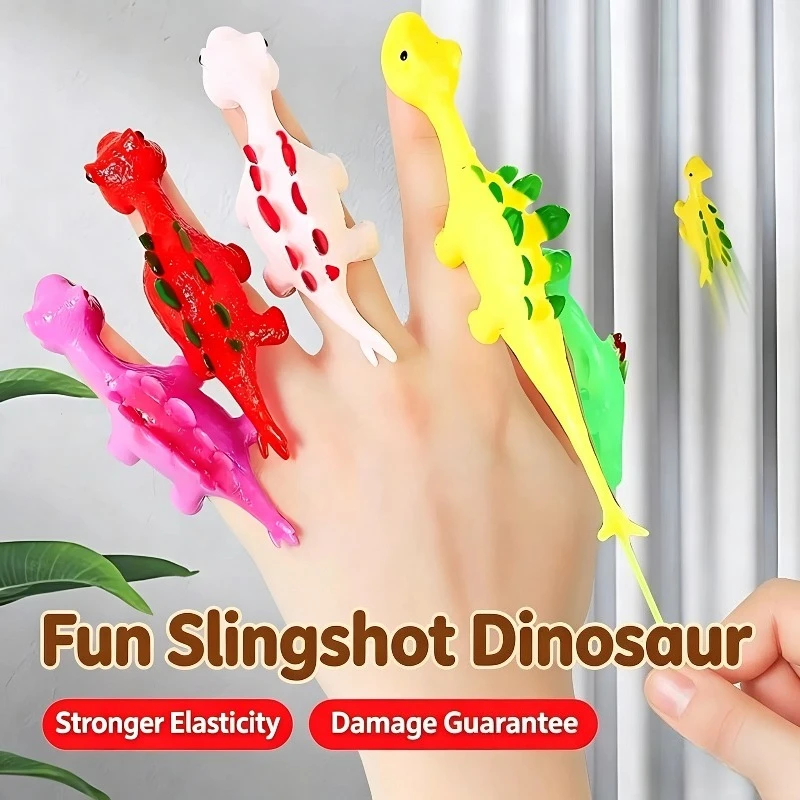 Shooting Small Dinosaur Fingers Slingshot Elasticity Decompression Sticky Music Decompression Pinching Music Sticky Wall Toy