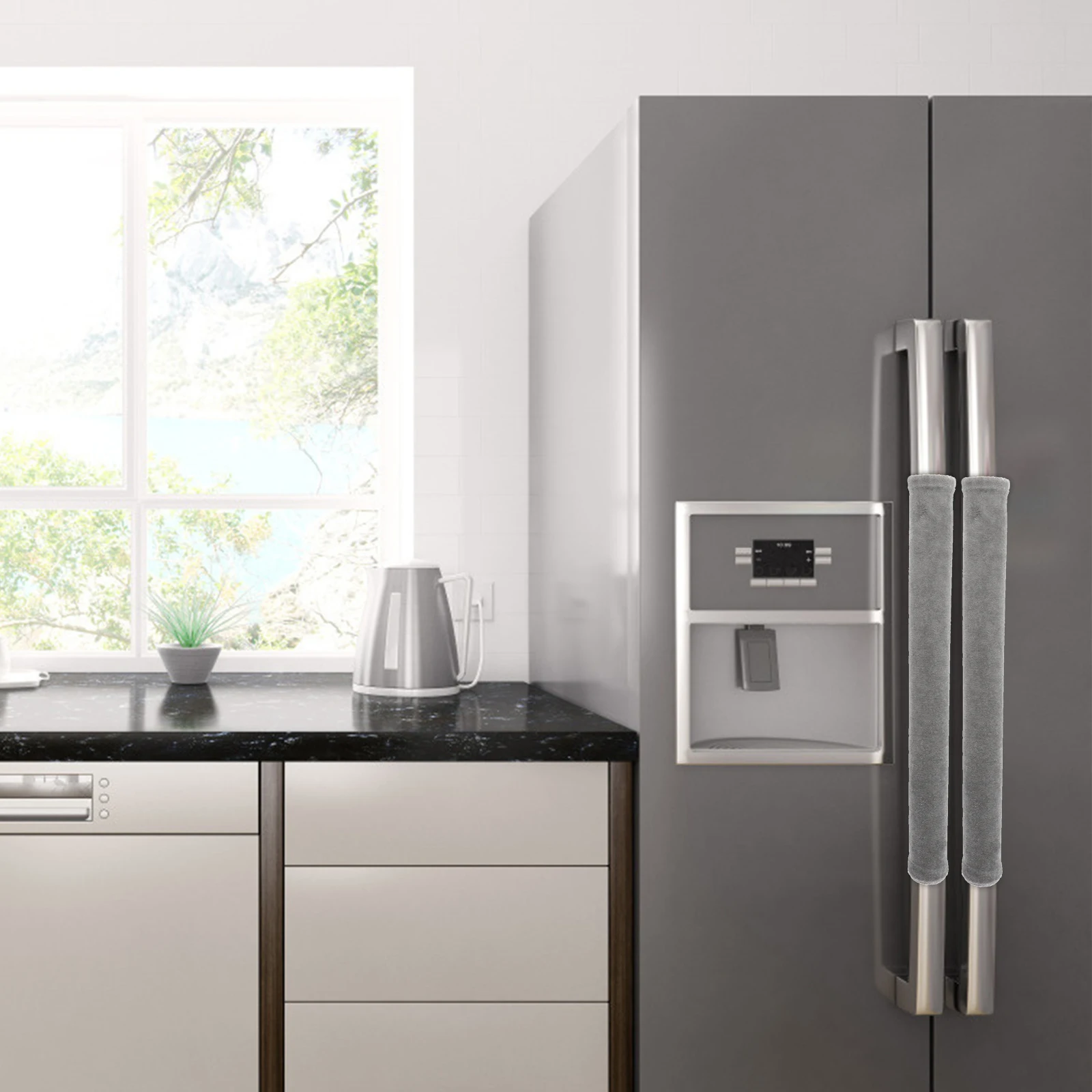 

2 Pieces Refrigerator Handle Cover Soft Cotton Door Handle Glove for Kitchen Appliance Anti-Fingerprint Oil Resistant Washable