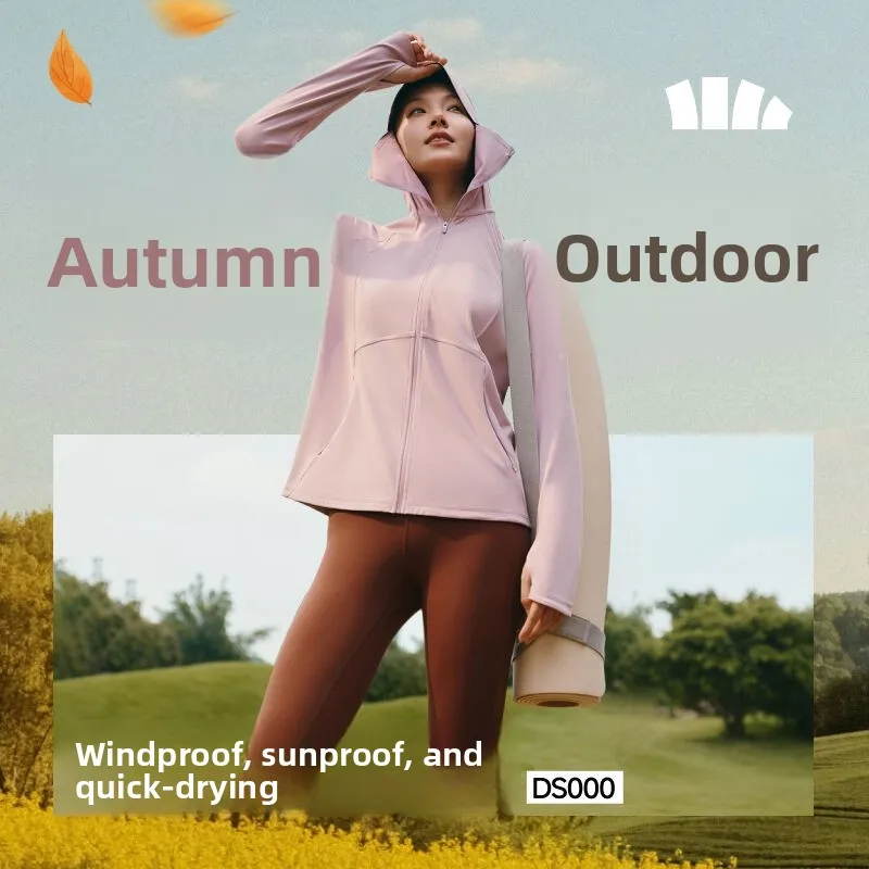 

Banana Le DS00025 Women's Sportswear Sun Protection Long Sve Yoga Jaet Comfortable Straight Cut Outdoor Travel Clothes