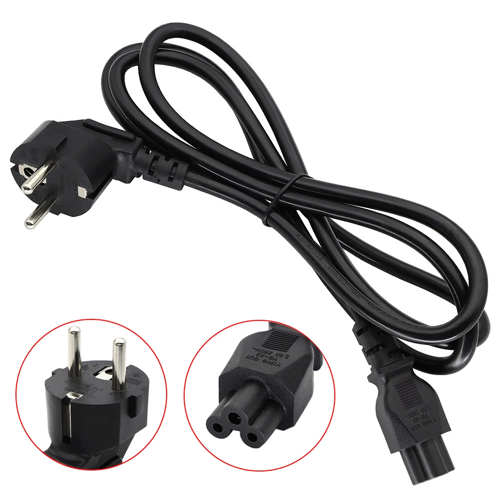 1.5M EU Universal Laptop 3-pin Charger Plug AC Power Cord Euro IEC C5 Power Extension Cable For Notebook PC Computer Monitor