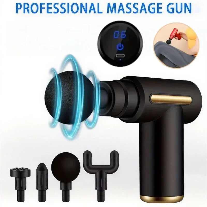 

1pc Professional Massage Gun, Deep Tissue Percussion Muscle Massager, Portable Handheld Ultra-Quiet Brushless Motor