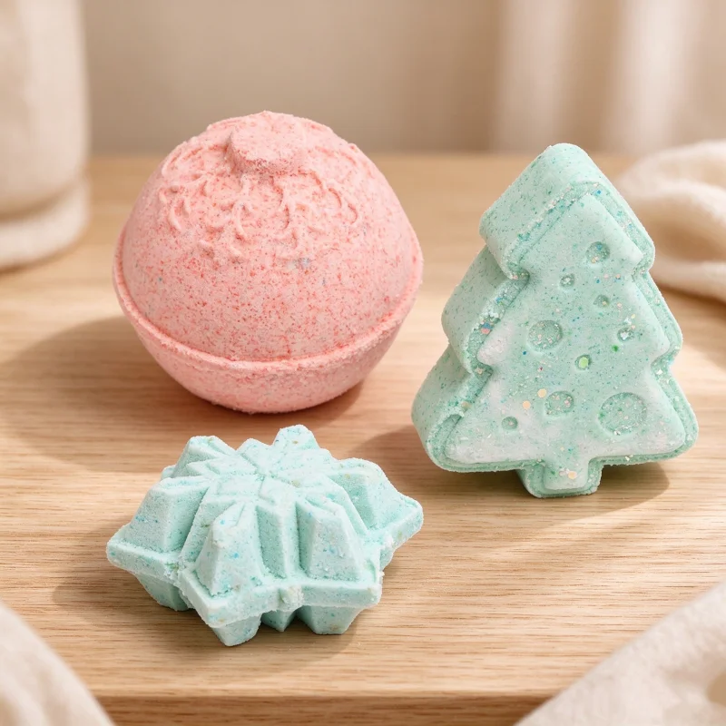 3D Christmas Bath Bomb Mold Xmas Ball Christmas Tree Snowflake Shampoo Press Bar Mold DIY Aromatherapy Soap Crafting Tool Gifts