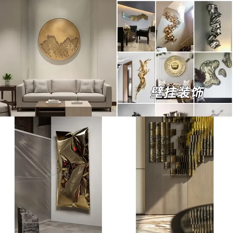 Handmade Modern Abstract Metal Wall Art Interiors Custom Metal Decor in Gold Silver for Middle East & Europe
