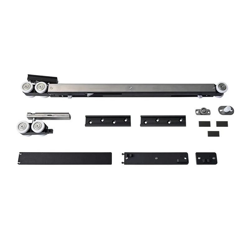 Semi-automatic Pocket Door Slide Rail, Buffer Sliding Door Track with Hanging Rollers, Hardware for Aluminum & Wooden Doors