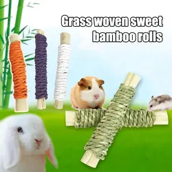 1PC Pet Straw Sweet Bamboo Roll Rabbit Totoro Cat Guinea Pig Guinea Pig Molar Food Snack Toy Perfect Gift