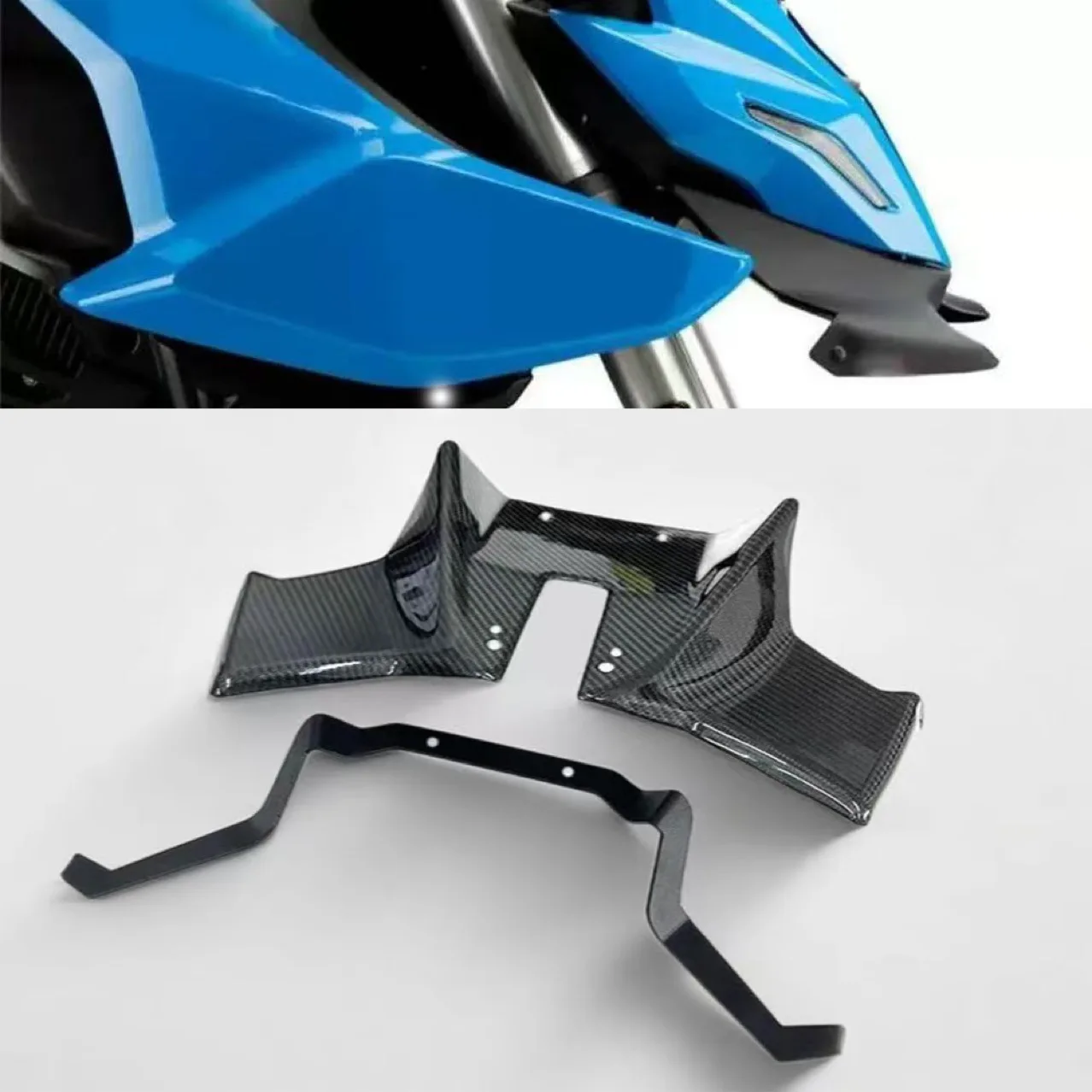 For SUZUKI GSX-8S 2023-2025 Carbon Fiber UP Front Downforce Spoiler Naked Frontal Spoilers Winglet Aerodynamic Wing Deflector
