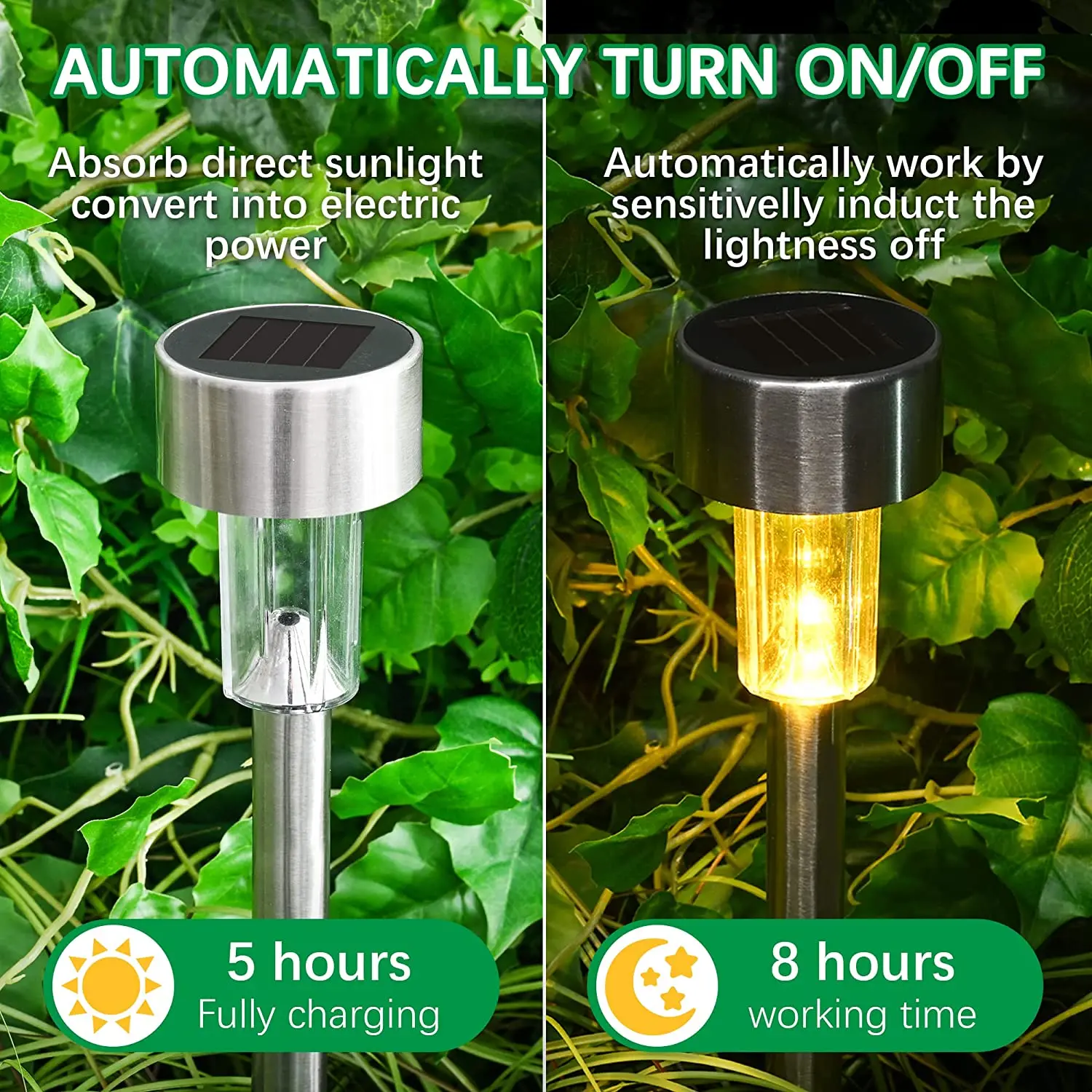 

LED Solar Stainless Steel Lawn Lamp Garden Landscape Yard Path Outdoor Waterproof Grounding Solar Lamp