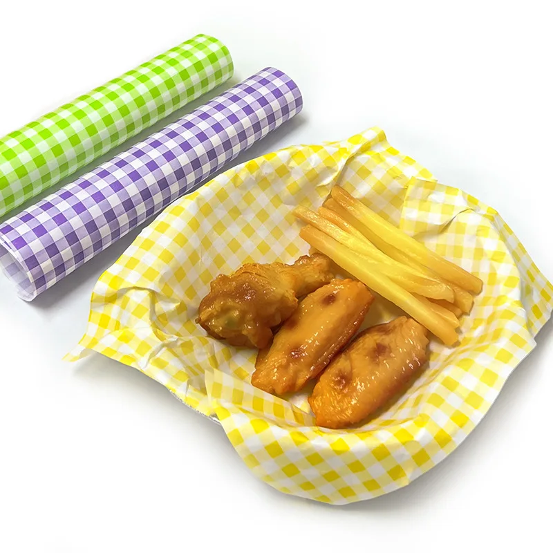 100PCS  Checkered Food Wrapping Paper Sheets Sandwich Paper Wraps Grease Proof Baking Papers Small Food Basket Liners