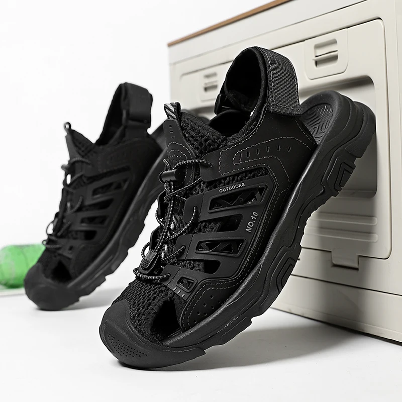 

Summer Men Sandals Genuine Leather Mens Casual Shoes Outdoor Men Leather Sandals for Men Beach Shoes Roman mens Shoes