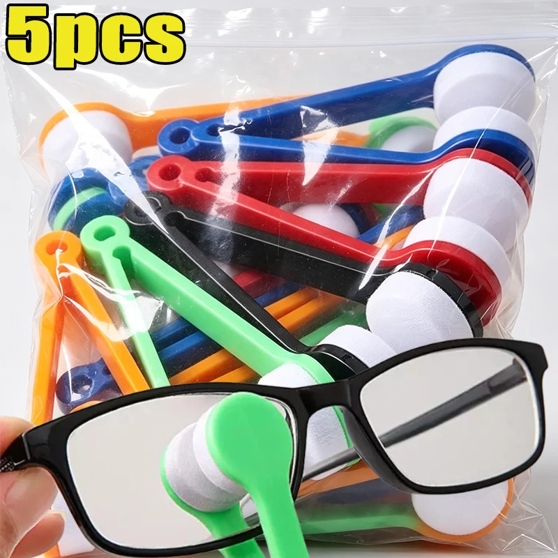 1/5pcs Portable Multifunctional Glasses Cleaning Rub Eyeglass Sunglasses Spectacles Microfiber Cleaning Brushes Wiping Tools