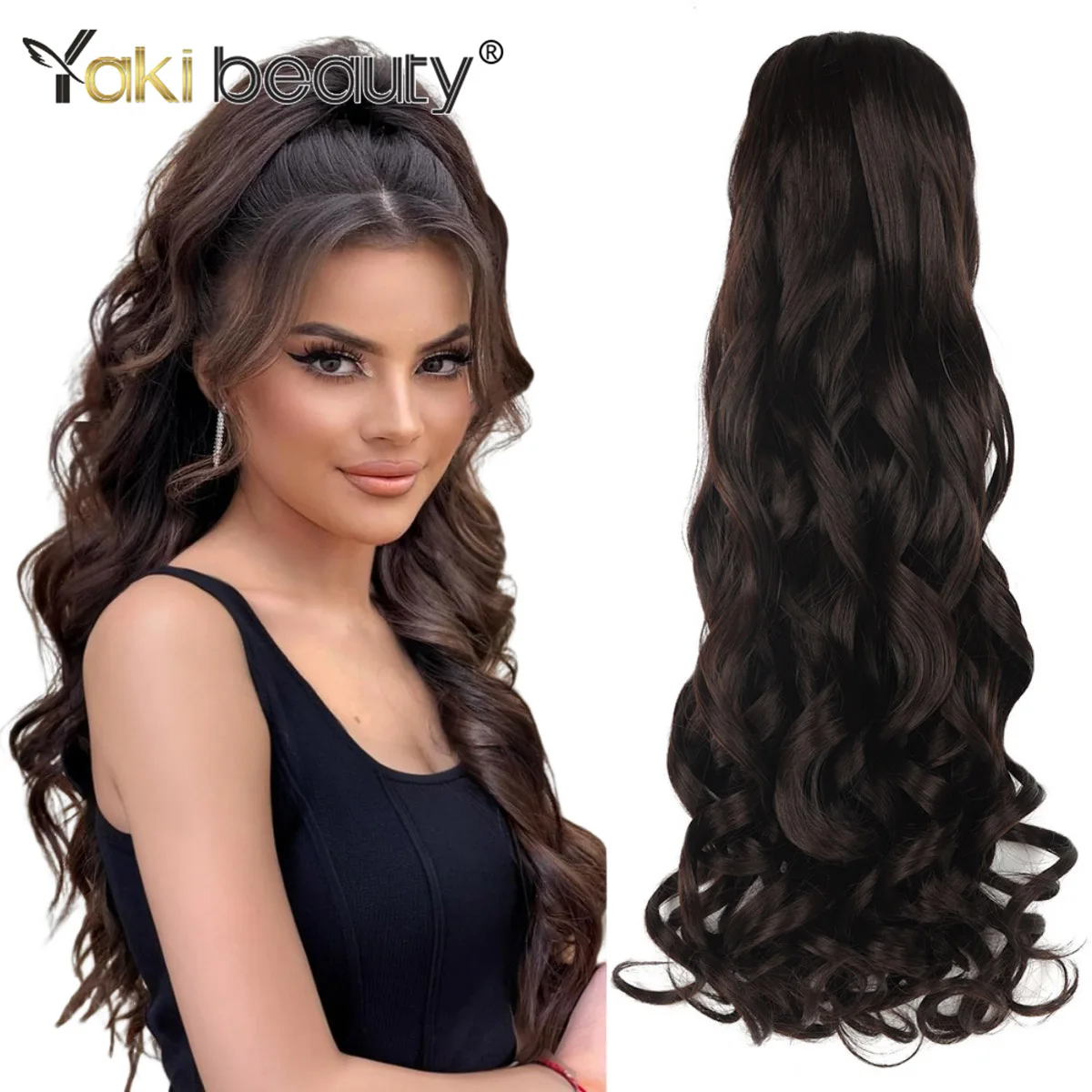 22inch Synthetic Retro Ponytail with Comb Europen Princess Curly Puff Ponytail Clip in Hair Tail Natural False Hair Extension