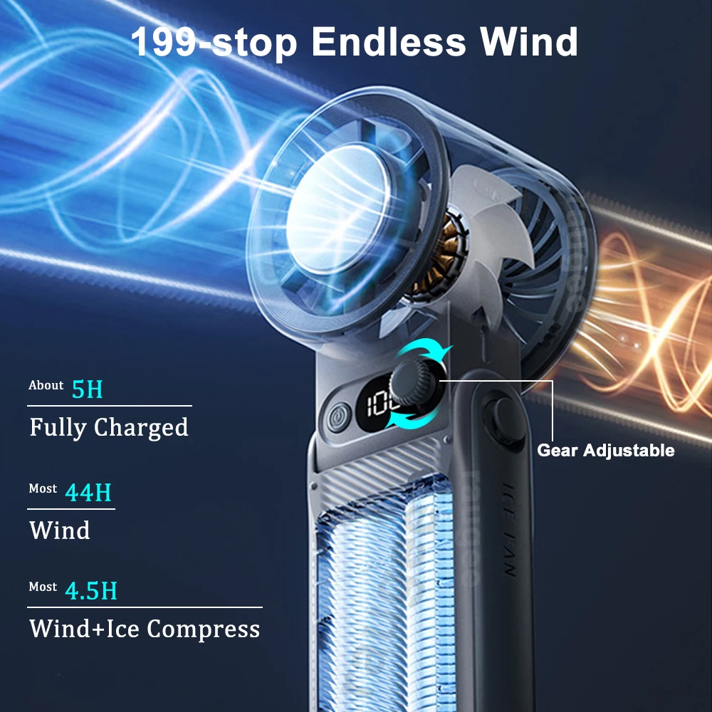 6000Mah مروحة صغيرة المحمولة مروحة تربو USB معلقة مروحة تبريد الهواء للسفر طوي مروحة مكتب شخصية قابلة للشحن مروحة تبريد