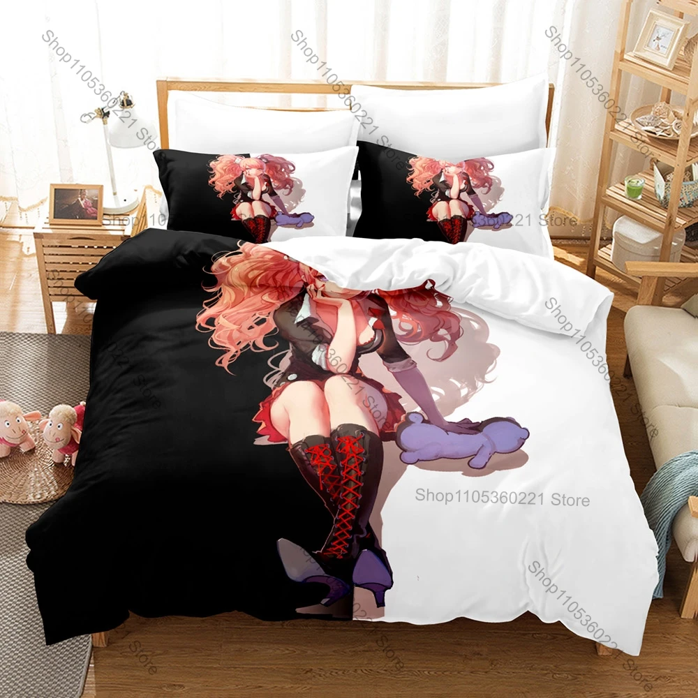 Cool Monokuma Makoto Hajime Junko School Hope Despair Print Duvet Cover + 2 Pillowcases Anime Fans 3pcs Bedding Set