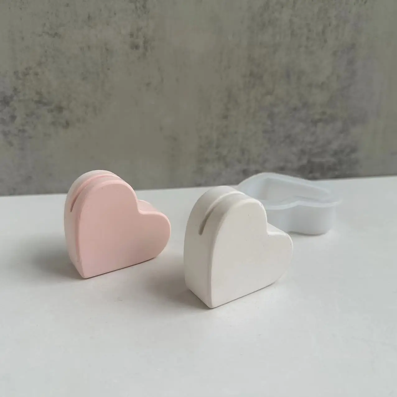 DIY Heart Card Holder Silicone Mold Cloud Rainbow Concrete Cement Business Card Making Plaster Resin Casting Mould Desktop Decor