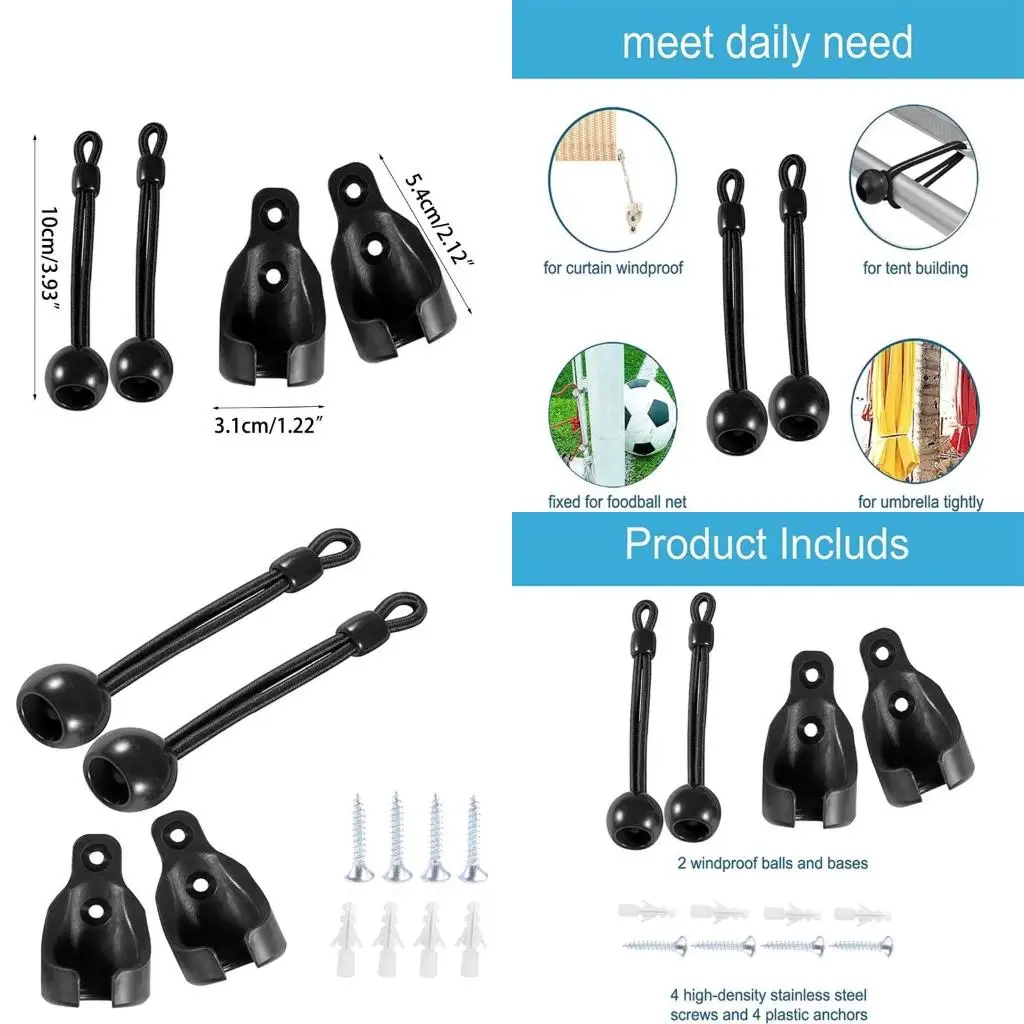 Universal Indoor/Outdoor Replacement Mounting Brackets of Exterior Sunshades Roller up Blinds (Black Bungee