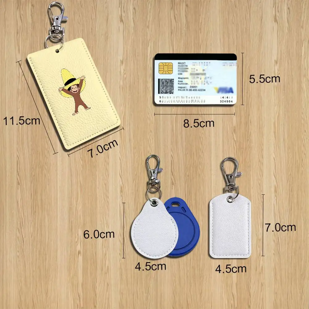 furry monkey on the internet Curious George Card Holder Keychain Key Ring Door Lock Access Protective Case For Security Gift