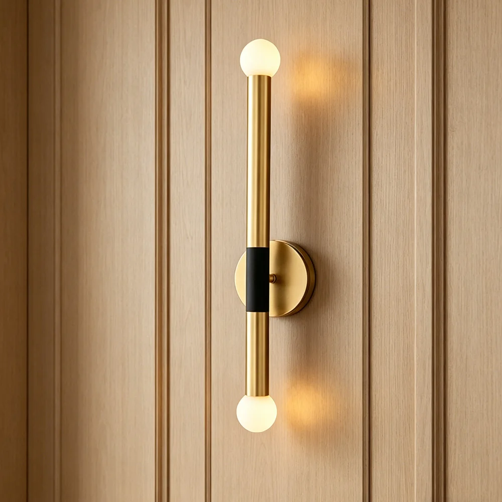 Brass Wall Sconce Modern LED Wall Lamp with Glass Shade for Bedroom Bathroom Vanity