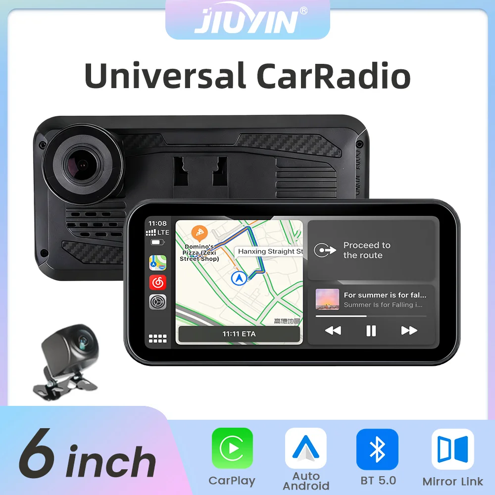 JIUYIN 4K HD DVR 6 بوصة راديو السيارة العالمي الوسائط المتعددة الملاحة اللاسلكية CarPlay أبل أندرويد السيارات مرآة مشغل موسيقى