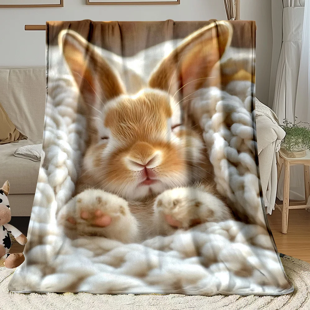Ultimate Flannel Fleece Bunny Blanket Throw Plush Polyester Cozy Warm Winter Decor Gift for Sofa Bed Pet Xmas