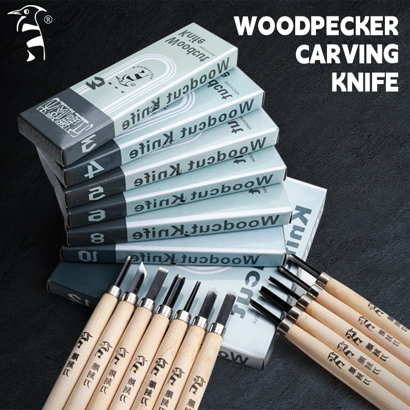 Wood Carving Tools Set Chisel Woodworking Cutter Hand Tool Knife DIY Peeling Woodcarving 4-12pcs Carpenters Woodcut Knife